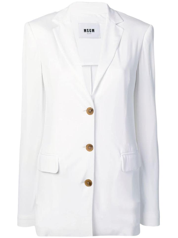 Msgm Buttoned Blazer Jacket - White