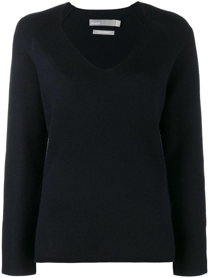 Vince Cashmere V-neck Jumper - Blue
