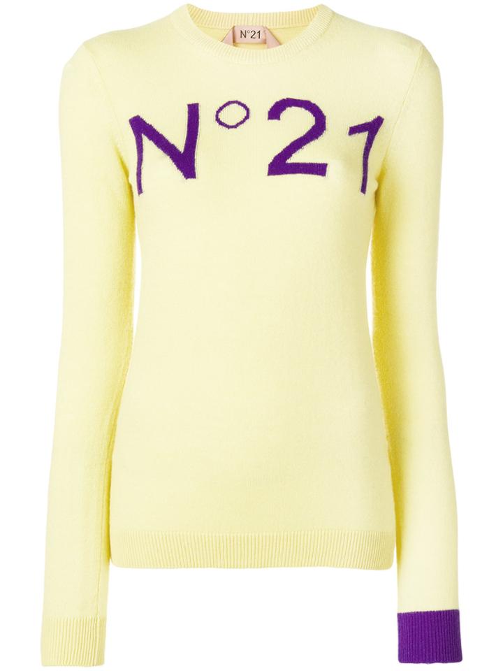 No21 Contrast Logo Jumper - Yellow & Orange