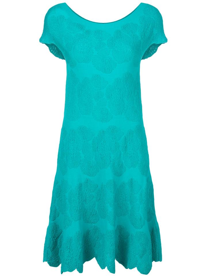D.exterior Textured Flared Dress - Blue