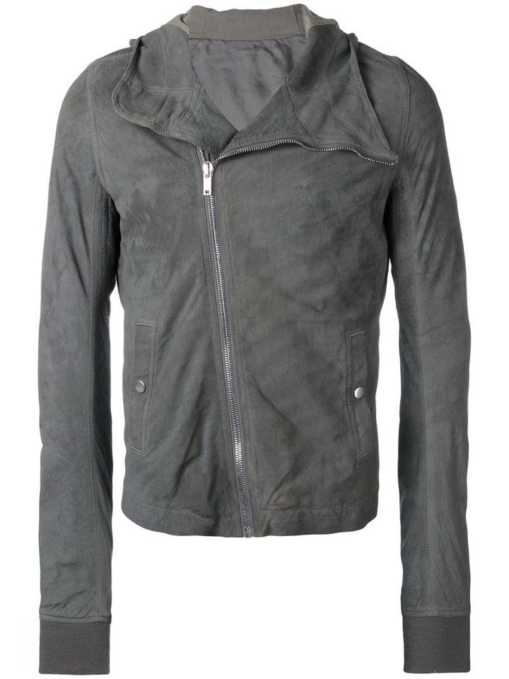 Rick Owens Bullet Biker Jacket, Men's, Size: 50, Grey, Lamb Skin/cotton/viscose/cupro