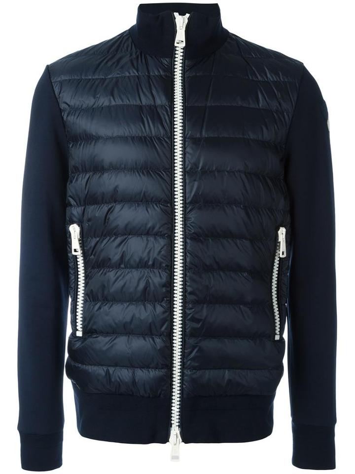 Moncler Padded Front Zip-up Jacket, Men's, Size: Xl, Blue, Polyamide/polyester/cotton