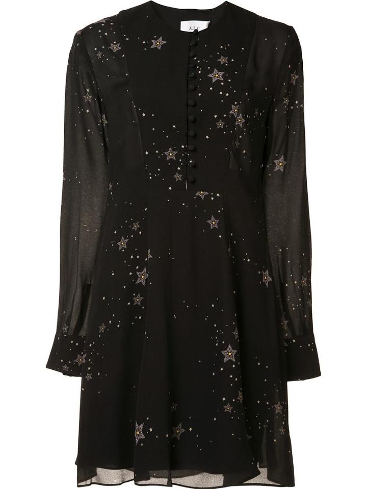 A.l.c. Stars Print Dress, Women's, Size: 8, Black, Polyester/silk