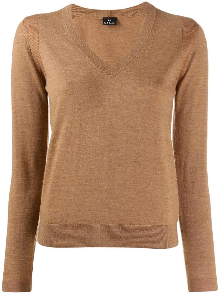 Ps Paul Smith Knitted V-neck Top - Brown