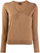Ps Paul Smith Knitted V-neck Top - Brown