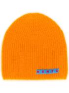 Kenzo Logo Patch Knitted Beanie - Orange