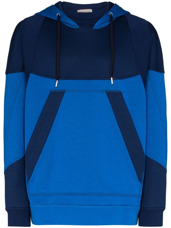 Alexander Mcqueen Panelled Logo Print Hoodie - Blue