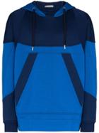 Alexander Mcqueen Panelled Logo Print Hoodie - Blue
