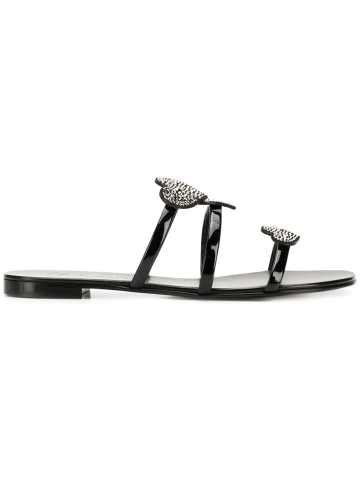 Giuseppe Zanotti Design Heart Strap Slides - Black