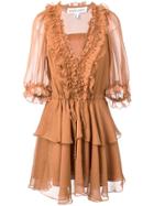 Shona Joy Ruffled Mini Dress - Brown