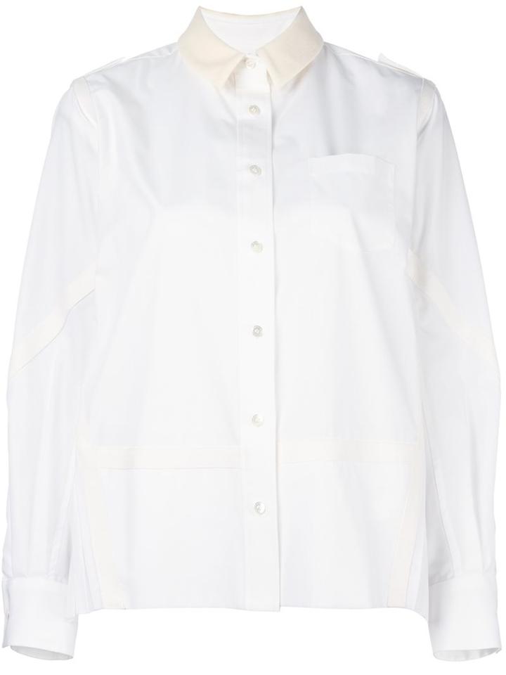 Sacai Velvet Collar Poplin Shirt, Women's, Size: Iii, White, Cotton/polyester