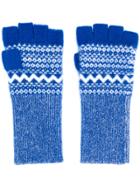 Burberry Fair Isle Fingerless Gloves - Blue