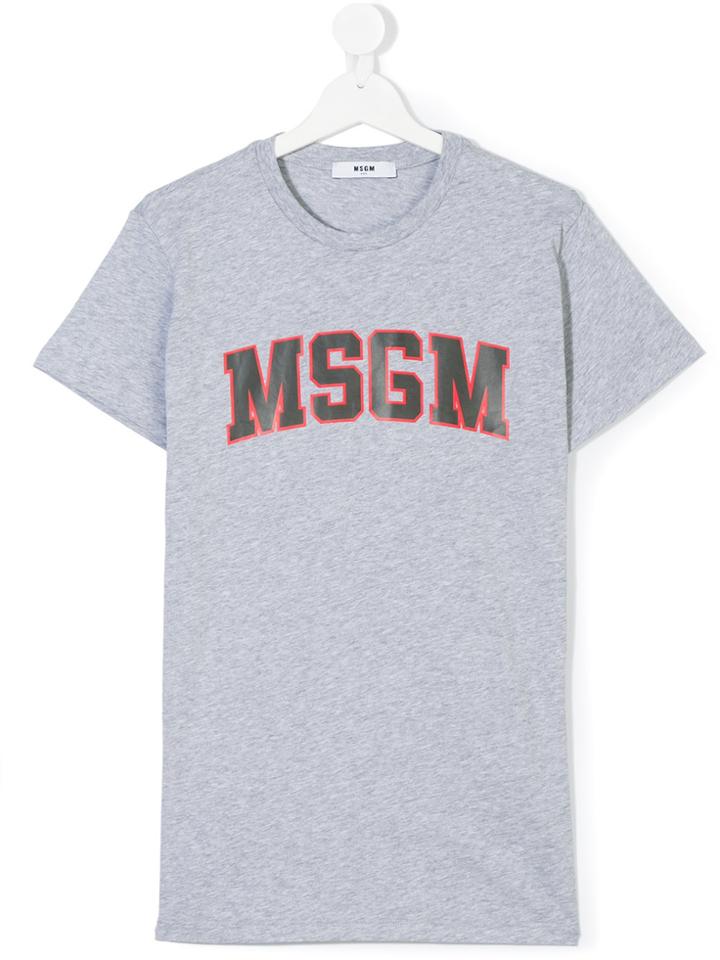 Msgm Kids Logo Print T-shirt - Grey