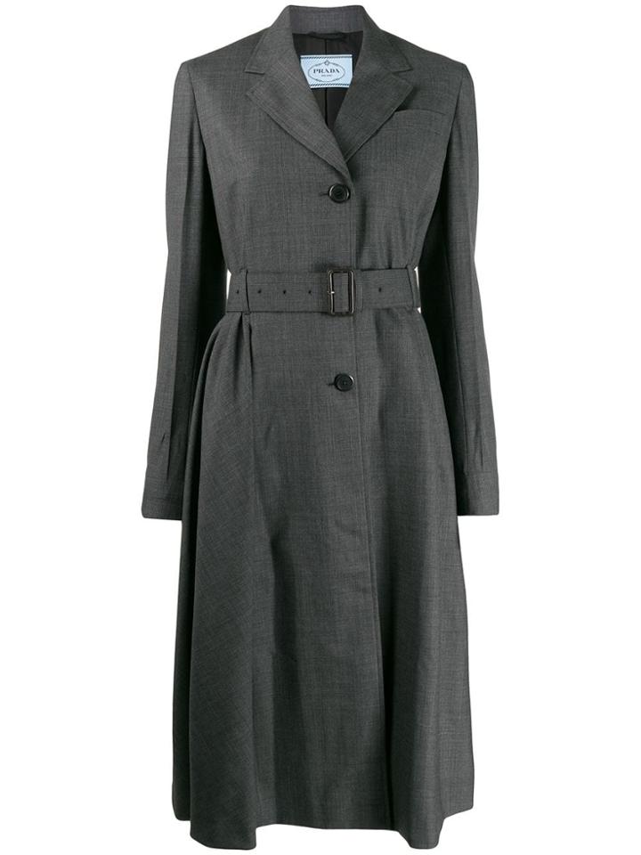 Prada Belted Coat - Grey