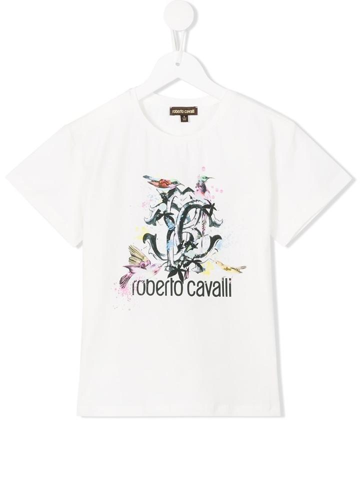 Roberto Cavalli Kids Printed T-shirt, Girl's, Size: 12 Yrs, White
