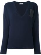 Brunello Cucinelli Bead Embellished Pocket Jumper, Women's, Size: Medium, Blue, Silk/cashmere/virgin Wool