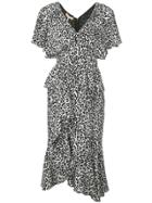 Michael Kors Collection Leopard Print Ruffled Dress - White