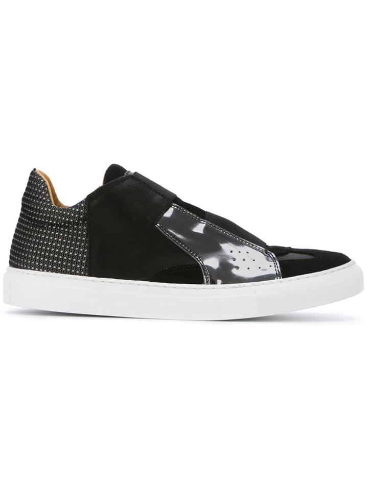Mm6 Maison Margiela Panelled Slip-on Sneakers, Women's, Size: 40.5, Black, Rubber/patent Leather/leather/leather