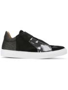 Mm6 Maison Margiela Panelled Slip-on Sneakers, Women's, Size: 40.5, Black, Rubber/patent Leather/leather/leather