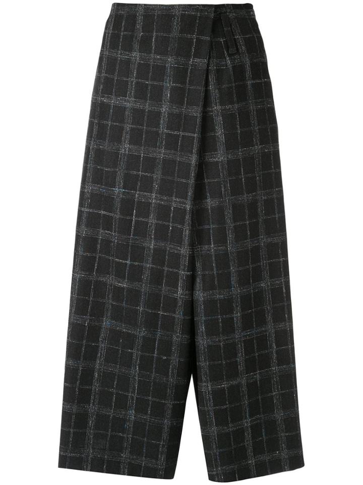 Lorena Antoniazzi Wrap-style Check Trousers - Black