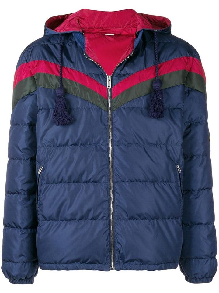 Gucci Chevron Stripe Padded Jacket - Blue