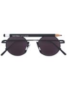 Henrik Vibskov - Pen Motif Round Sunglasses - Unisex - Acetate - One Size, Black, Acetate