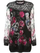 Roberto Cavalli Rose Print Blouse - Black