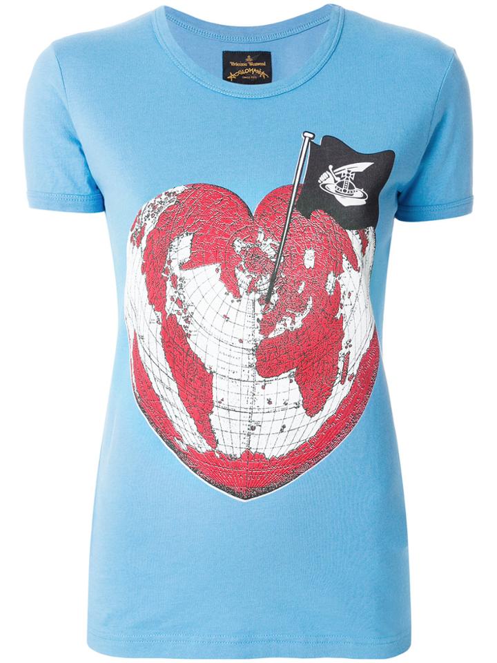 Vivienne Westwood Anglomania Heart World Print T-shirt - Blue