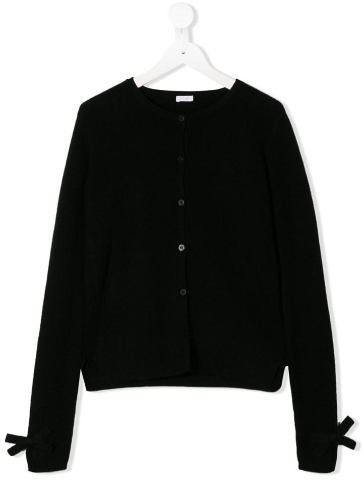 Il Gufo Teen Bow Cuff Cardigan - Black