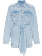 Nanushka Rasta Western Belt Tie Denim Jacket - Blue