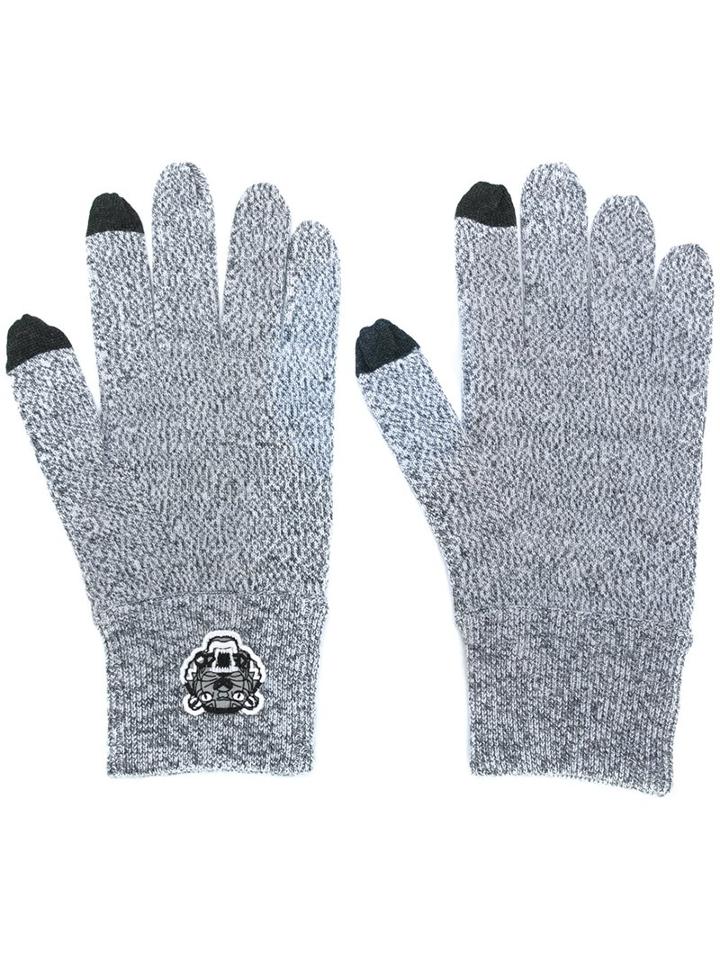 Kenzo 'mini Tiger' Knit Gloves, Adult Unisex, Grey, Wool