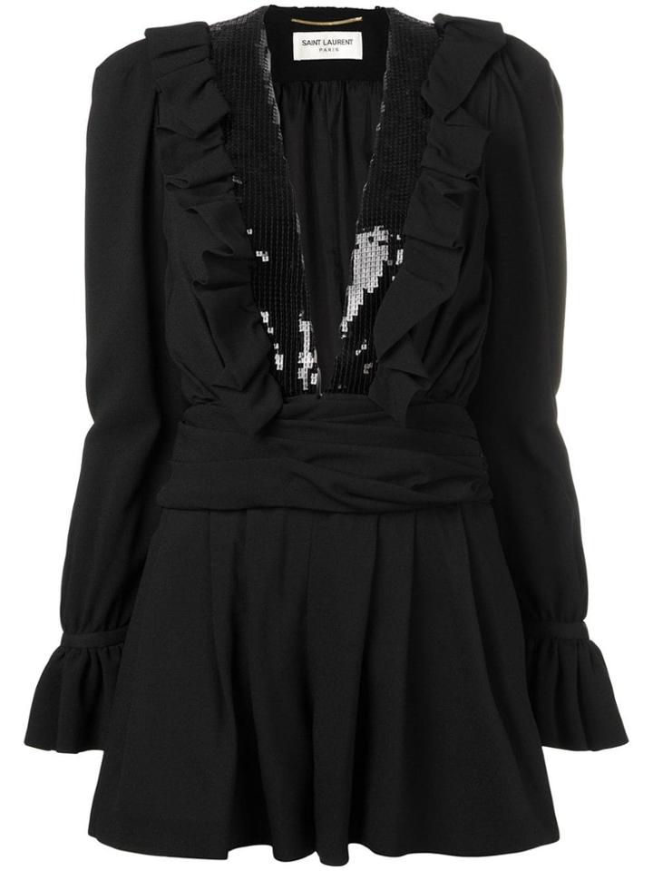 Saint Laurent Sequin Detail Playsuit - Black
