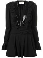 Saint Laurent Sequin Detail Playsuit - Black