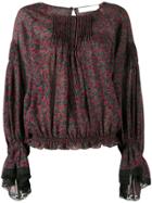 Chloé Printed Lace-trim Blouse - Red