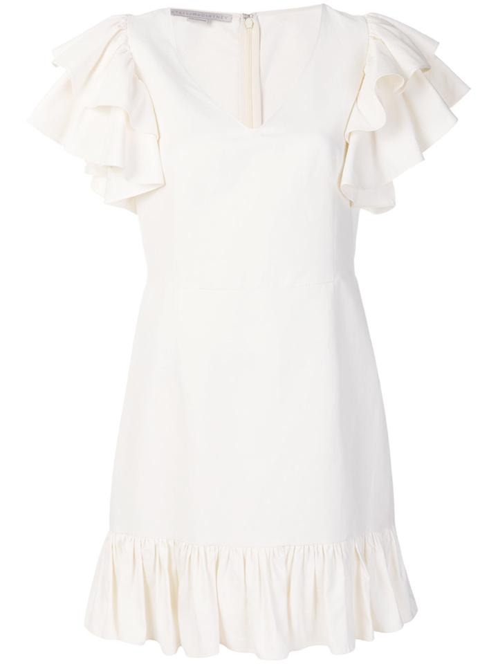 Stella Mccartney Ruffle Sleeve V-neck Dress - White