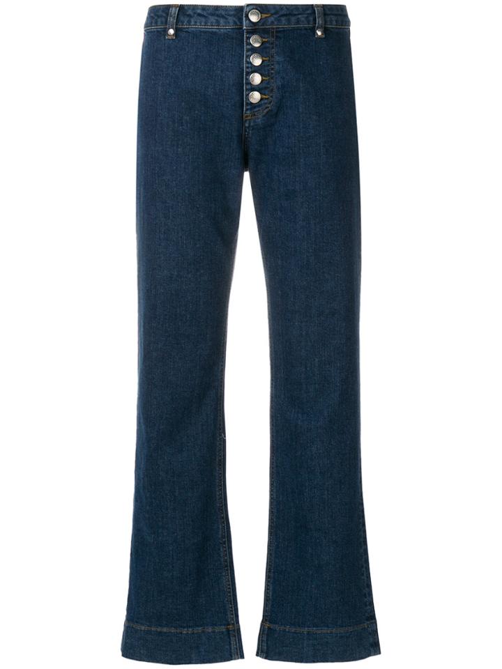 Alexa Chung Flared Buttoned Jeans - Blue