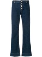 Alexa Chung Flared Buttoned Jeans - Blue