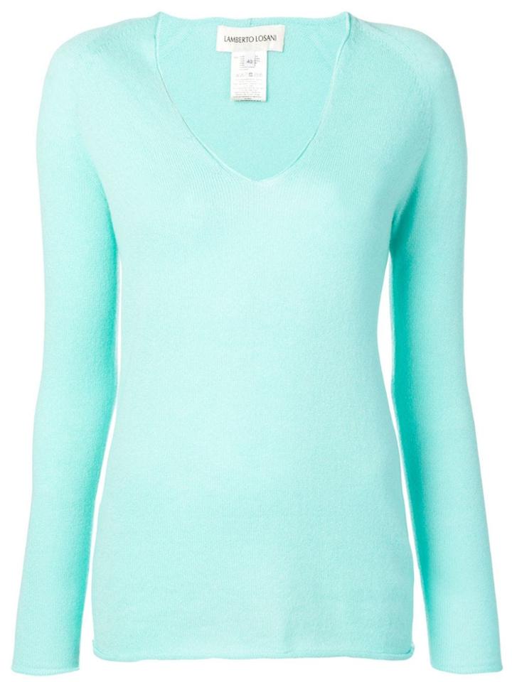 Lamberto Losani V-neck Knitted Jumper - Blue