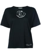 Oscar De La Renta Floral-appliquéd T-shirt - Black