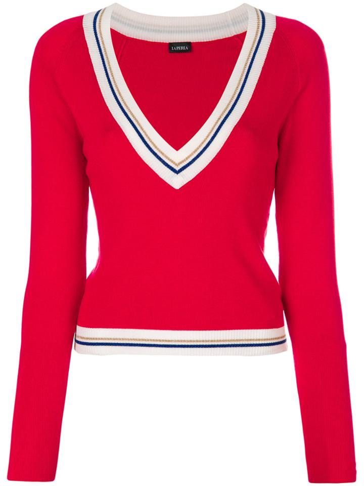 La Perla Silk Soul V-neck Jumper - Red
