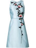 Carolina Herrera Floral Appliqué Fitted Dress