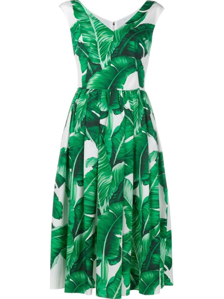 Dolce & Gabbana Banana Leaf Print Flared Dress