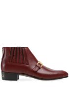 Gucci Leather Ankle Boot With G Brogue - Red