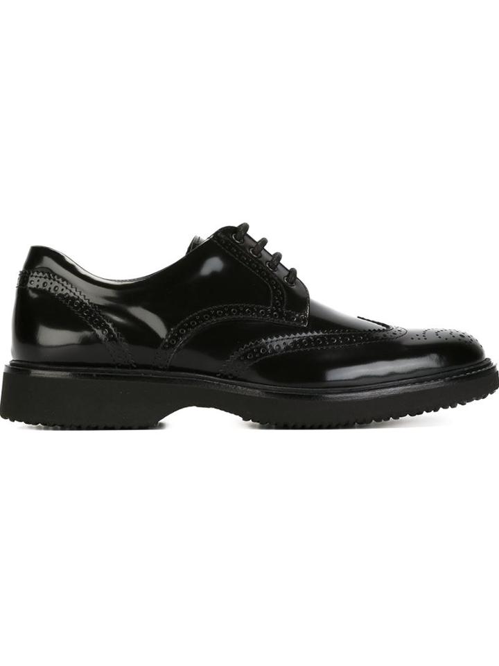 Hogan Rubber Sole Brogues, Men's, Size: 41.5, Black, Rubber/leather