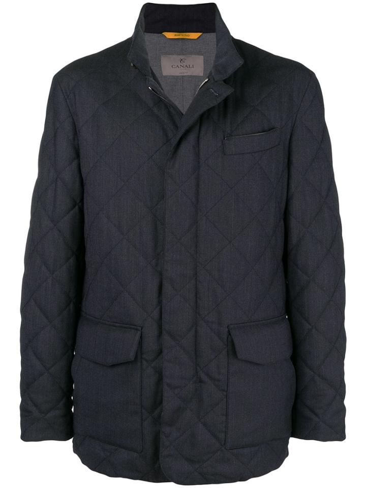 Canali Quilted Lightweight Jacket - Blue