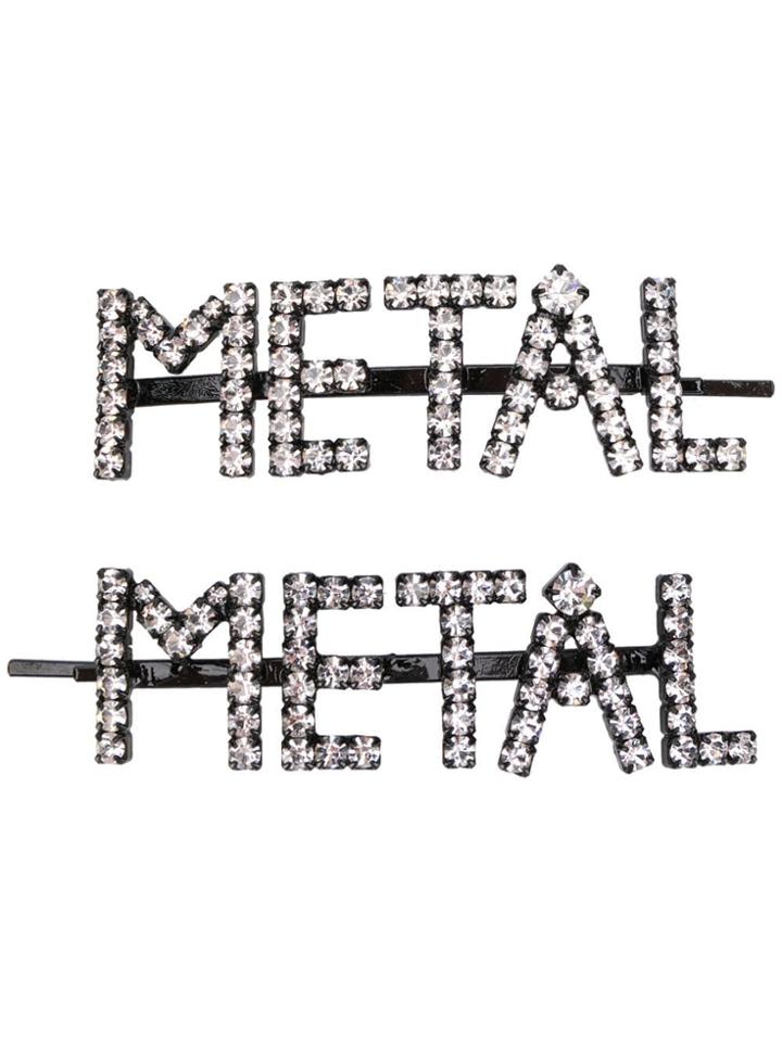 Ashley Williams Metal Embellished Hair Clips - Black