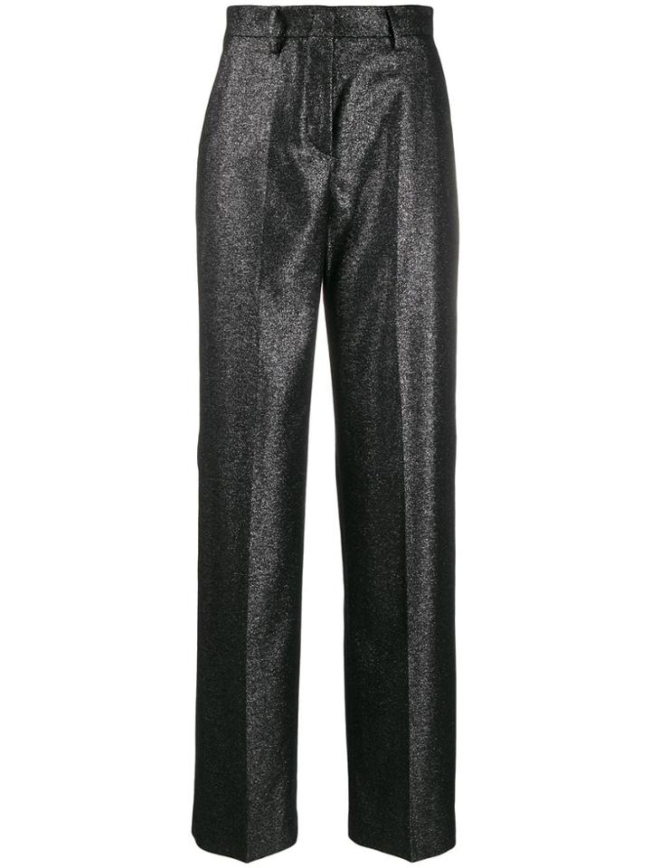 Pt01 Glitter Wide Leg Tailored Trousers - Black