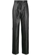 Pt01 Glitter Wide Leg Tailored Trousers - Black