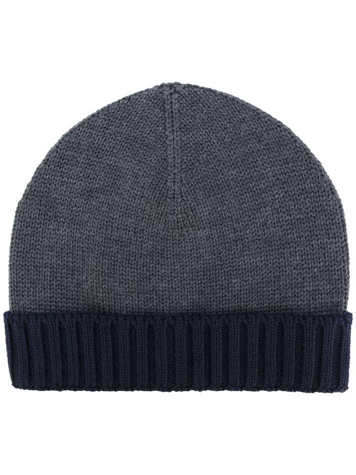 Eleventy - Ribbed Trim Beanie - Men - Virgin Wool - One Size, Grey, Virgin Wool