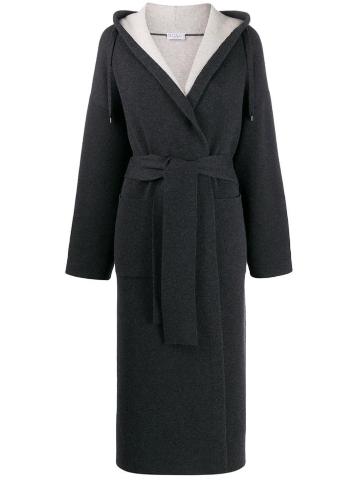 Brunello Cucinelli Beaded Detail Cardi Coat - Grey